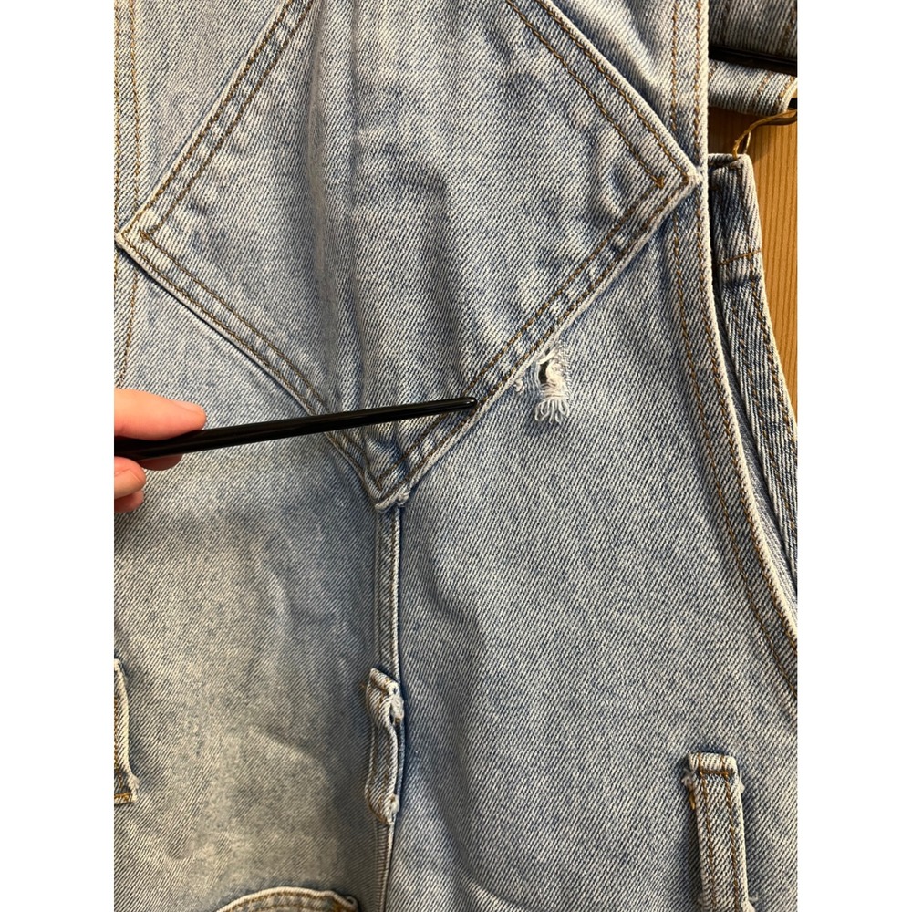 ABE Jeans Denim Shortalls Unisex Small Light Wash Vintage 90s Made in USA 4392 - Picture 12 of 13
